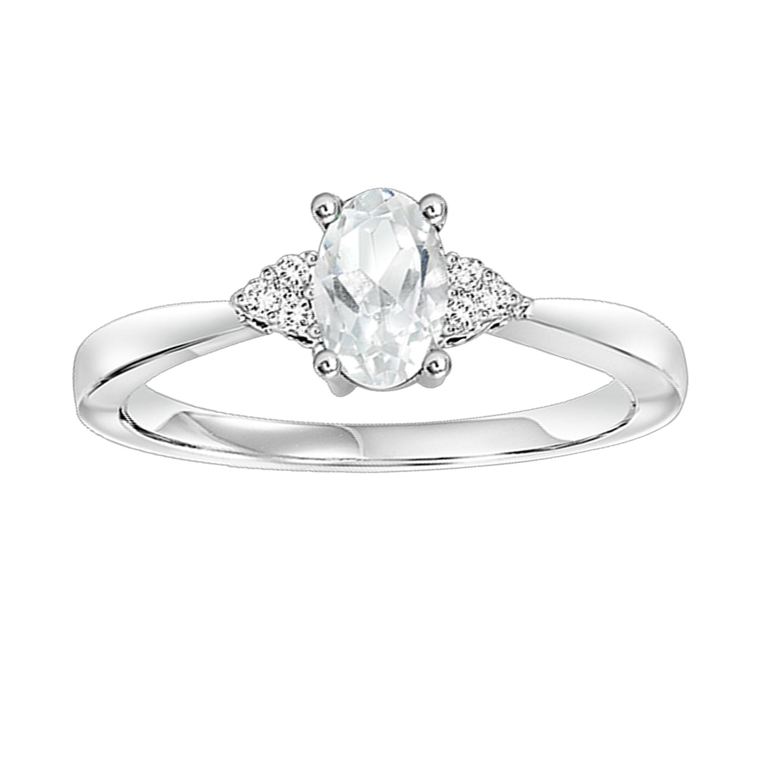 10Kt White Gold Diamond 1/25Ctw & White Topaz 3/8Ctw Ring
