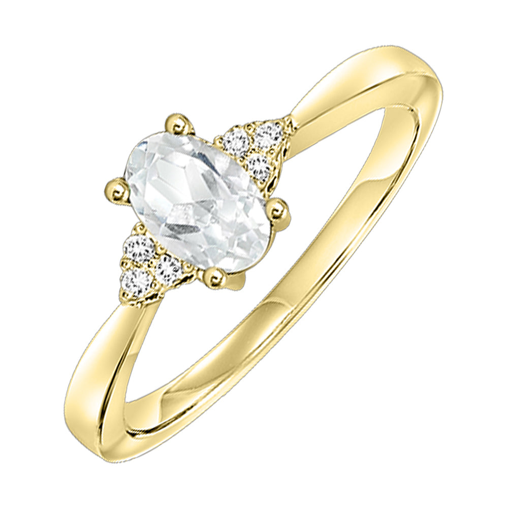 10Kt Yellow Gold Diamond 1/25Ctw & White Topaz 3/8Ctw Ring