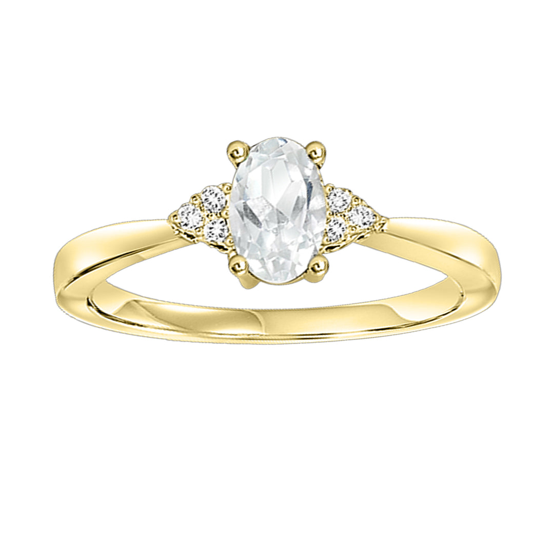 10Kt Yellow Gold Diamond 1/25Ctw & White Topaz 3/8Ctw Ring