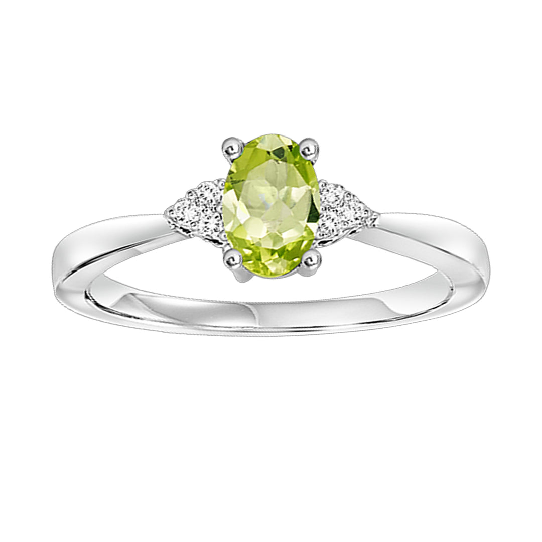 10Kt White Gold Diamond 1/25Ctw & Peridot 1/2Ctw Ring