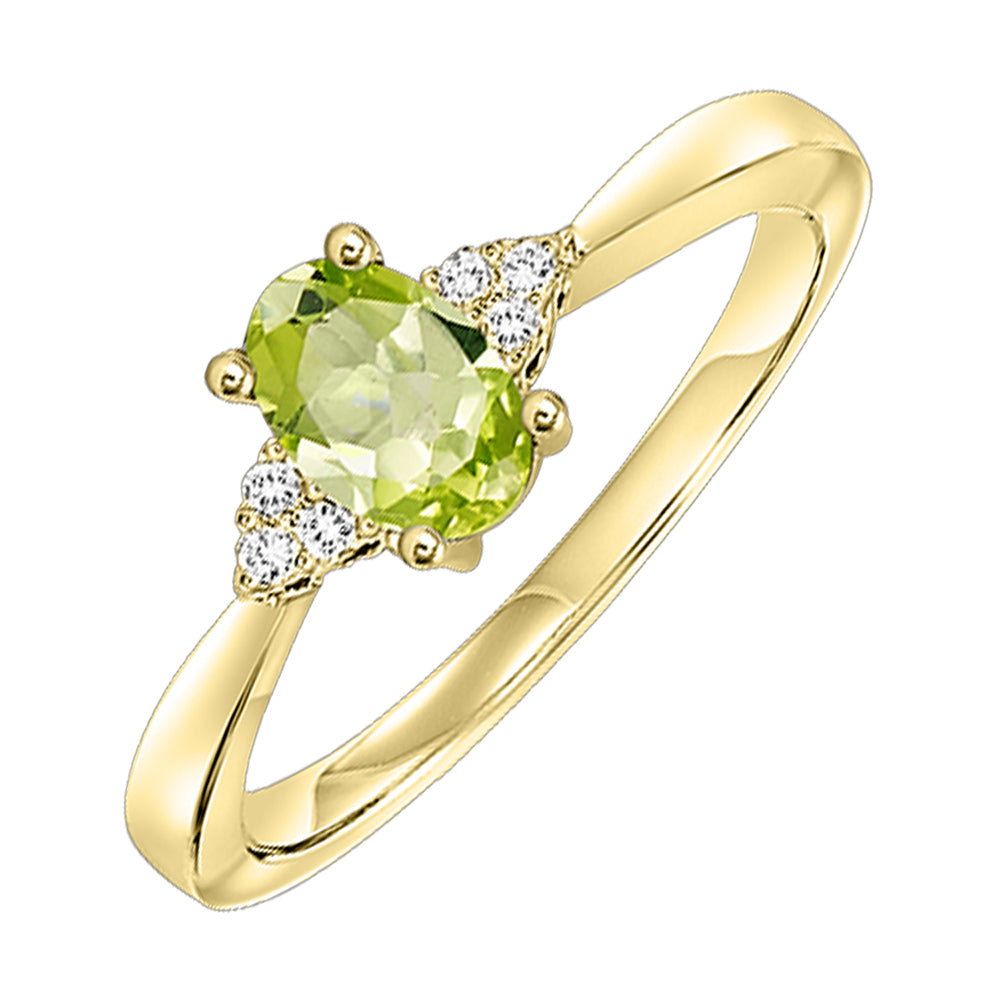 10Kt Yellow Gold Diamond 1/25Ctw & Peridot 1/2Ctw Ring