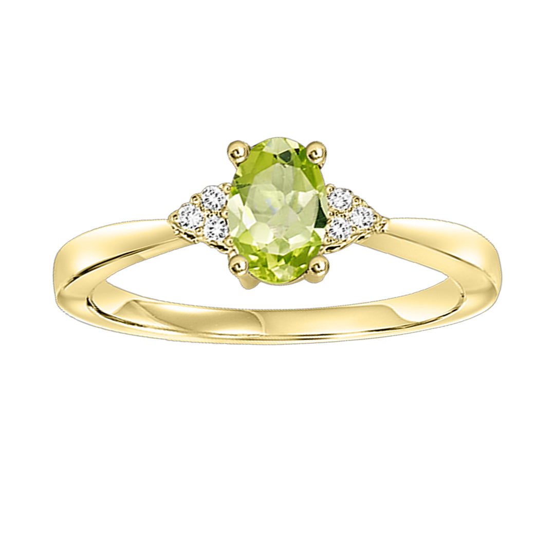 10Kt Yellow Gold Diamond 1/25Ctw & Peridot 1/2Ctw Ring