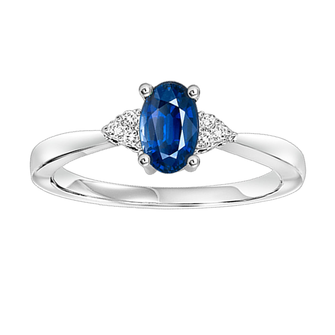 10Kt White Gold Diamond 1/25Ctw & Sapphire 1/2Ctw Ring