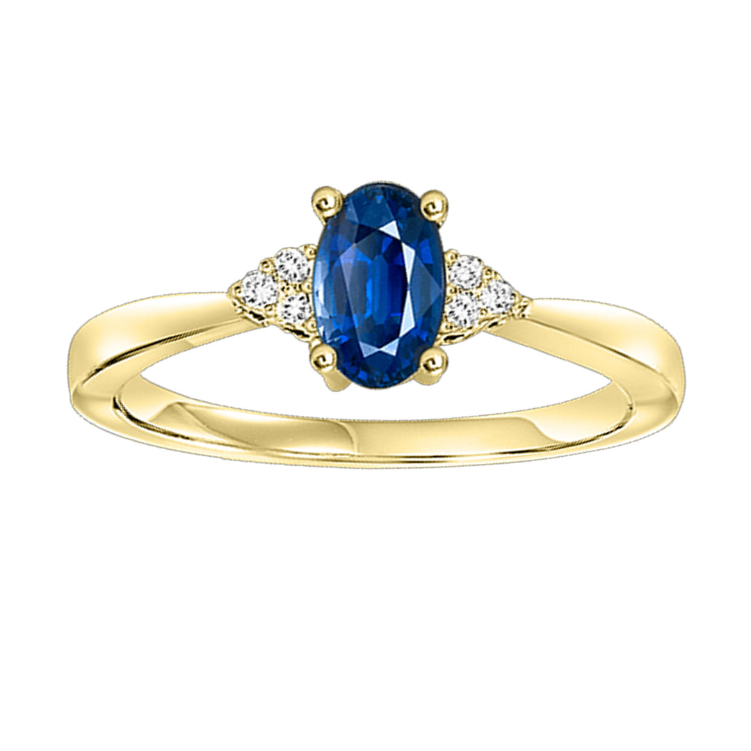 10Kt Yellow Gold Diamond 1/25Ctw & Sapphire 1/2Ctw Ring