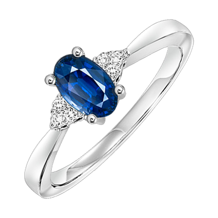 10Kt White Gold Diamond 1/20Ctw & Sapphire 1/2Ctw Ring