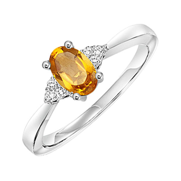 10Kt White Gold Diamond 1/20Ctw & Citrine 1/2Ctw Ring