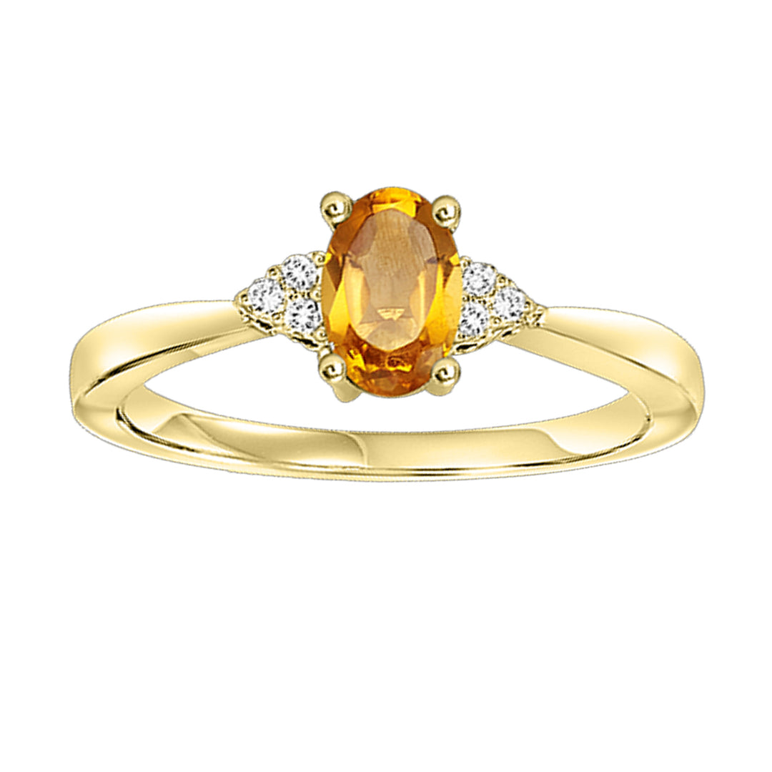 10Kt Yellow Gold Diamond 1/25Ctw & Citrine 1/2Ctw Ring