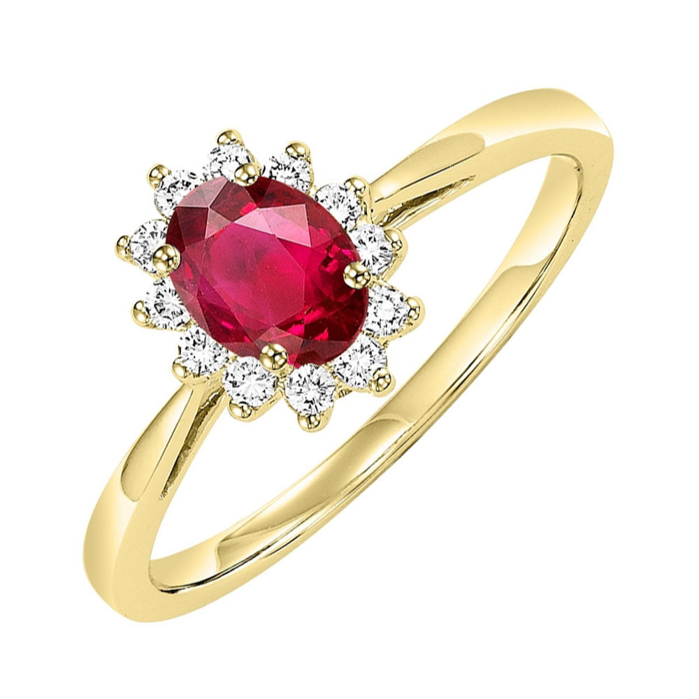 14Kt Yellow Gold Diamond 1/5Ctw & Ruby 1/2Ctw Ring