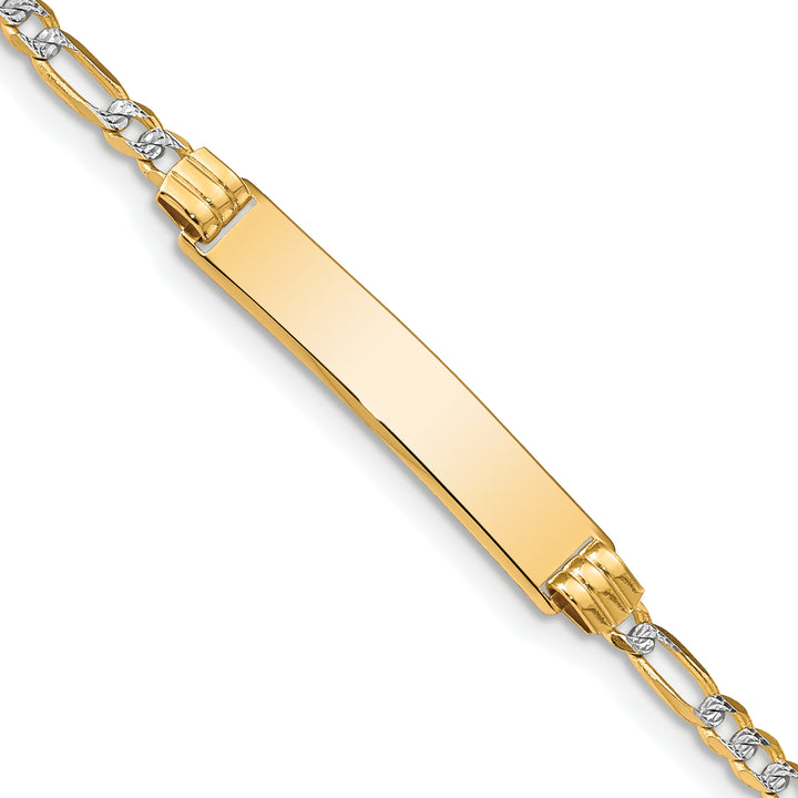 14k with Rhodium PavÃ© Figaro ID Bracelet