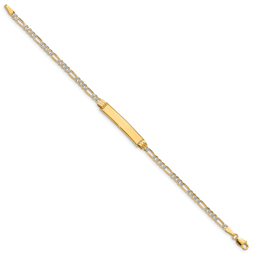 14k with Rhodium PavÃ© Figaro ID Bracelet