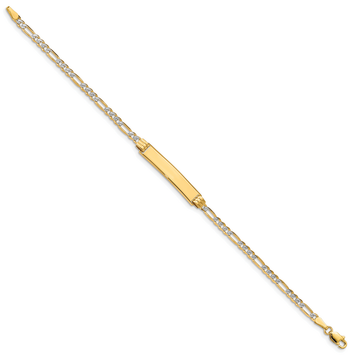 14k with Rhodium PavÃ© Figaro ID Bracelet