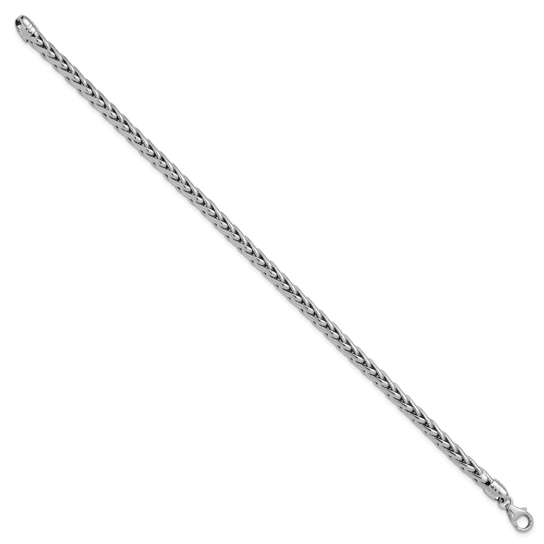 14k White Polished 8.25in Wheat Chain Bracelet