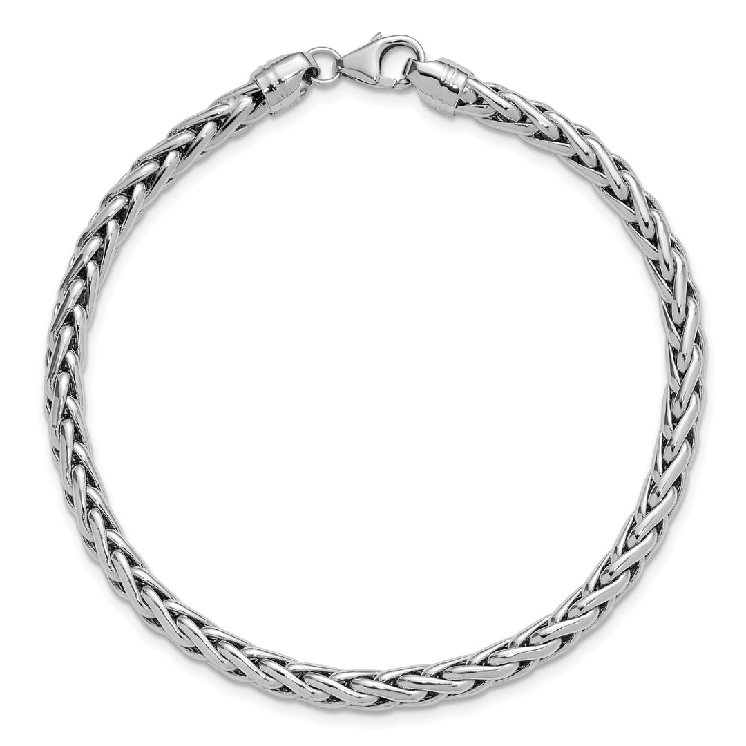 14k White Polished 8.25in Wheat Chain Bracelet