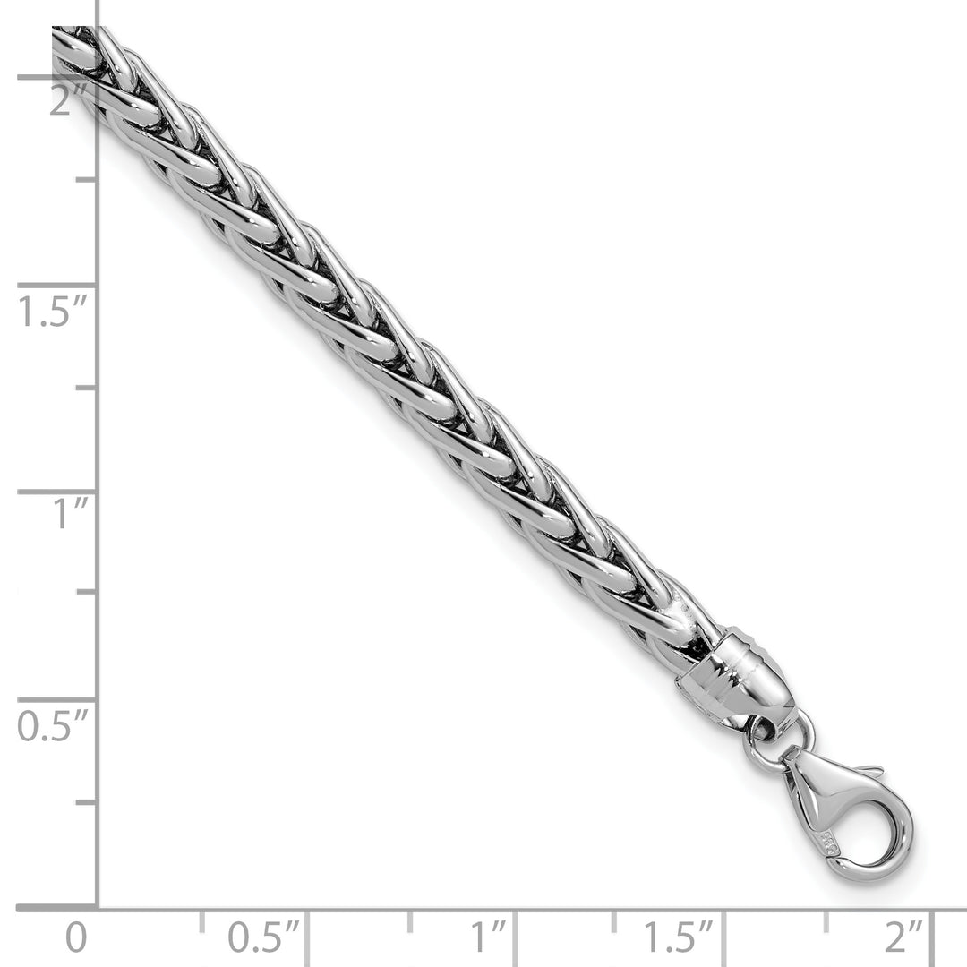 14k White Polished 8.25in Wheat Chain Bracelet