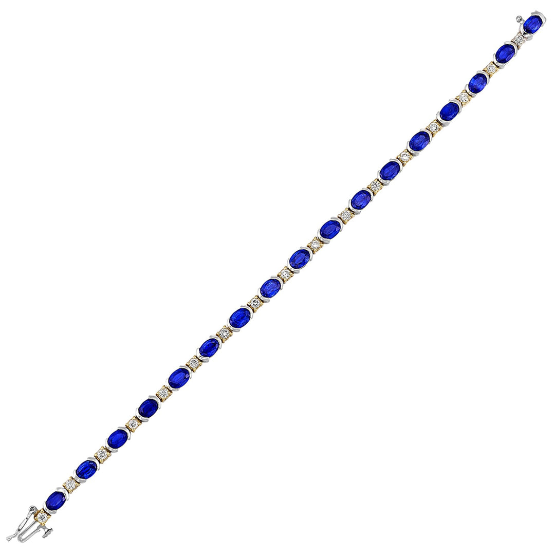14Kt Yellow Gold Diamond 1 1/4Ctw & Sapphire 11Ctw Bracelet