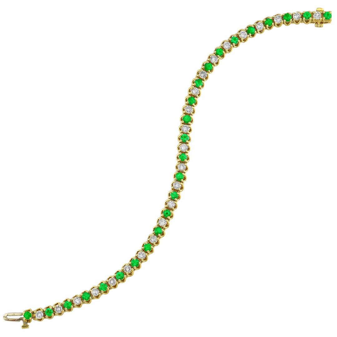14Kt Yellow Gold Diamond 3Ctw & Emerald 2 5/8Ctw Bracelet