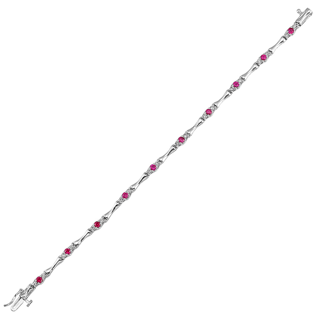 14Kt White Gold Diamond 3/4Ctw & Ruby 1Ctw Bracelet