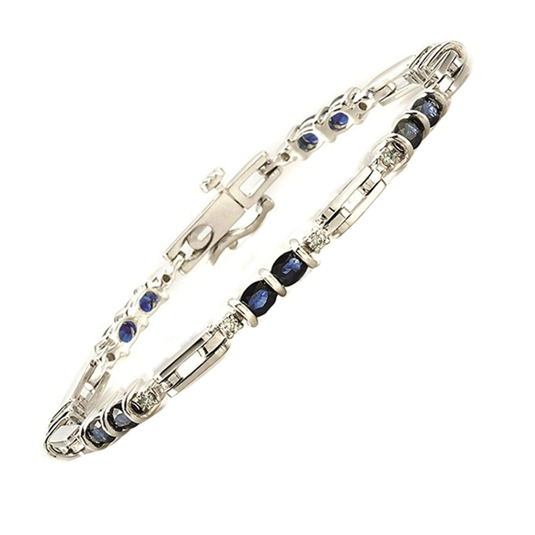 14Kt White Gold Diamond 1/4Ctw & Sapphire 3Ctw Bracelet