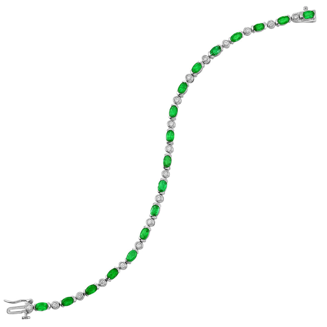 14Kt White Gold Diamond 1/2Ctw & Emerald 4Ctw Bracelet