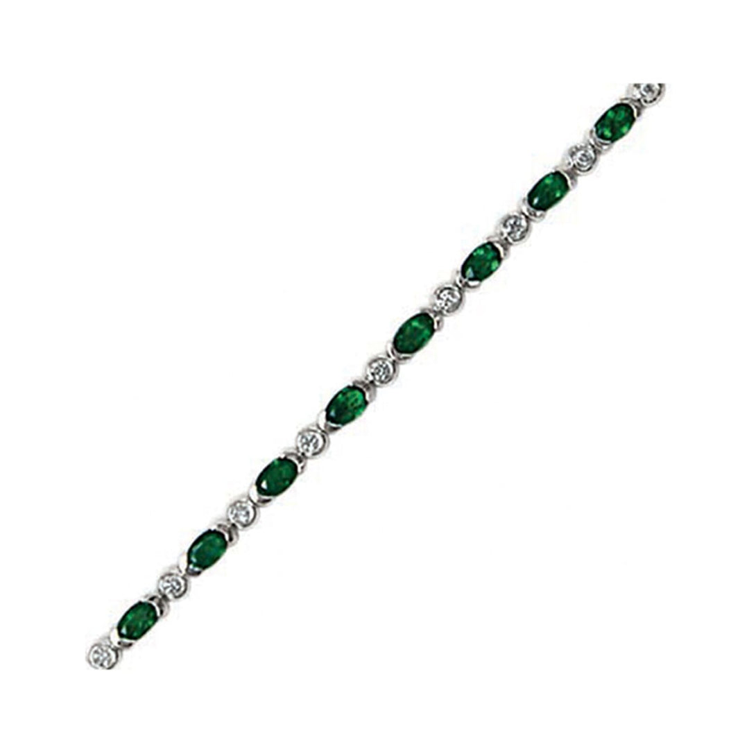 14Kt White Gold Diamond 1/2Ctw & Emerald 4Ctw Bracelet