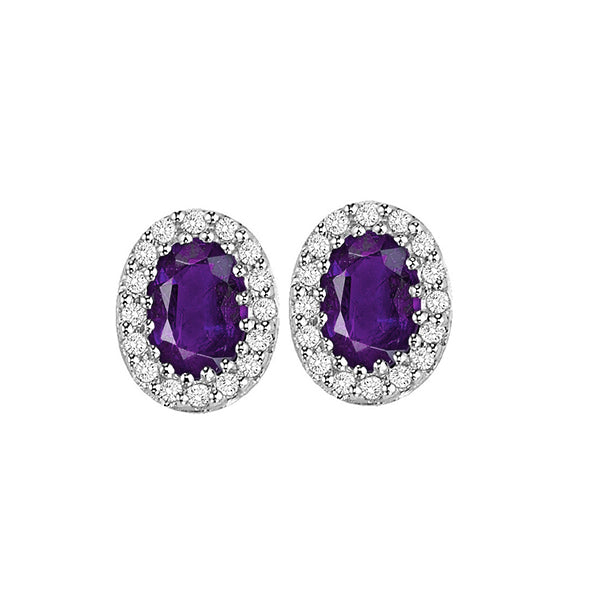 14Kt White Gold Diamond 1/5Ctw & Amethyst 7/8Ctw Earring