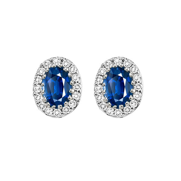 14Kt White Gold Diamond 1/5Ctw & Sapphire 7/8Ctw Earring