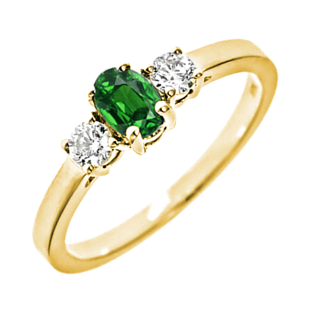 14Kt Yellow Gold Diamond 1/4Ctw & Emerald 3/8Ctw Ring
