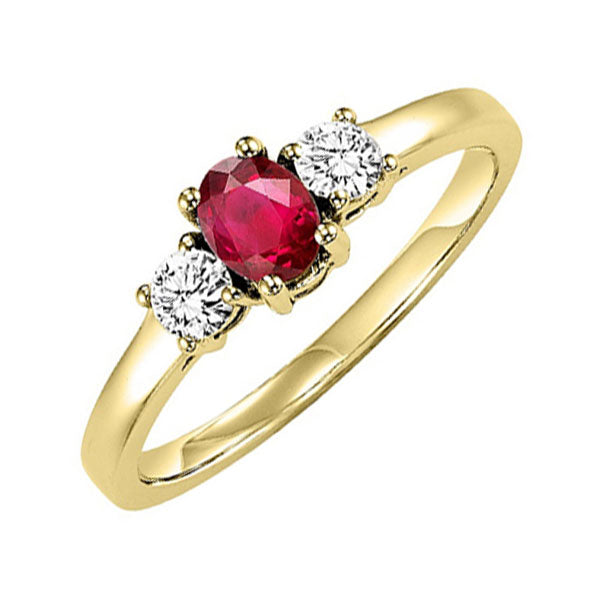 14Kt Yellow Gold Diamond 1/4Ctw & Ruby 1/2Ctw Ring