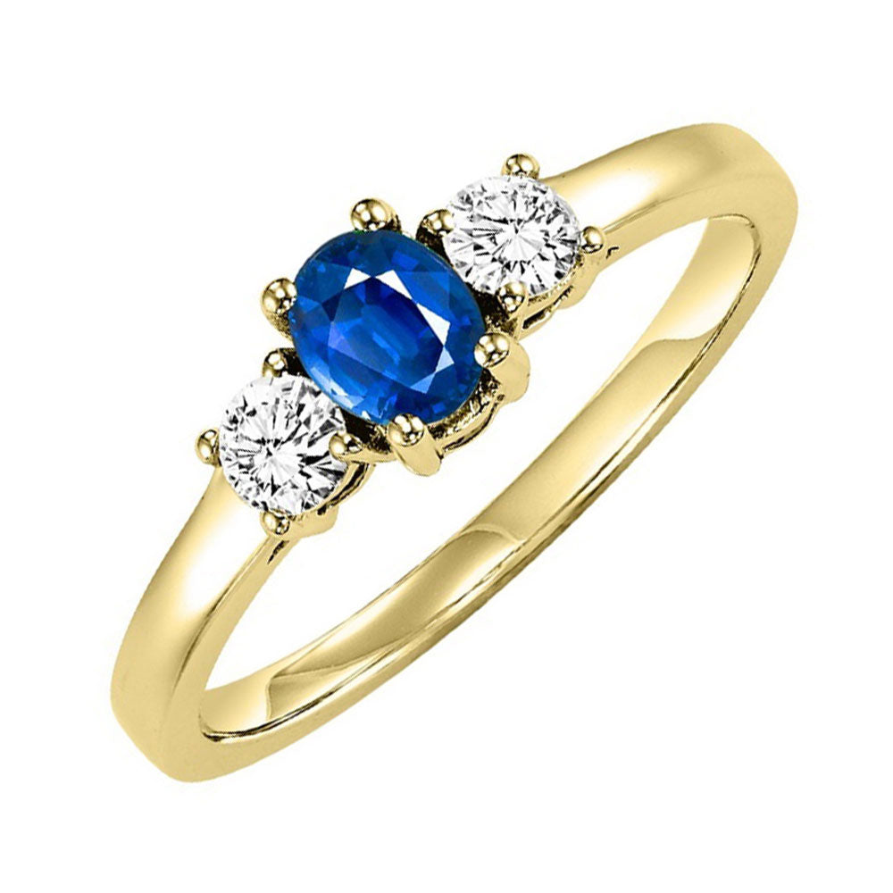 14Kt Yellow Gold Diamond 1/4Ctw & Sapphire 1/2Ctw Ring