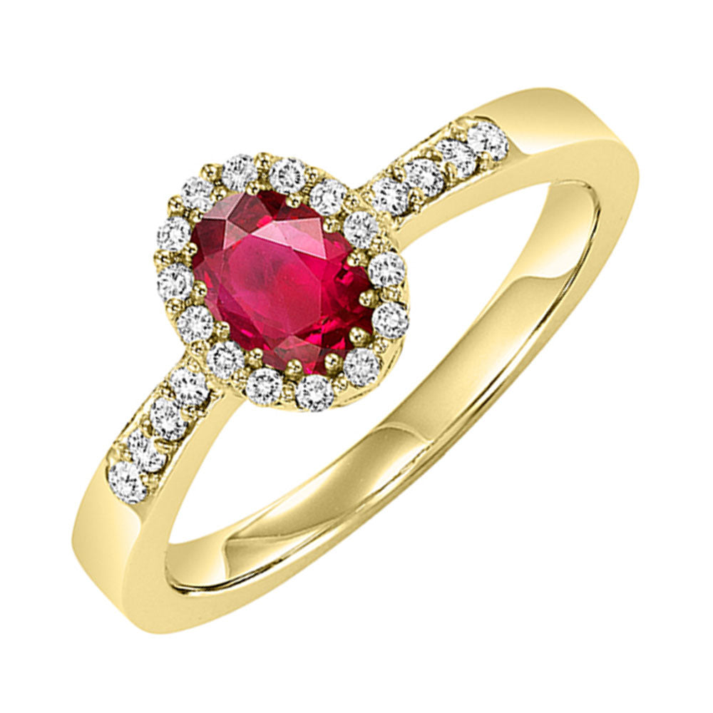 14Kt Yellow Gold Diamond 1/8Ctw & Ruby 5/8Ctw Ring
