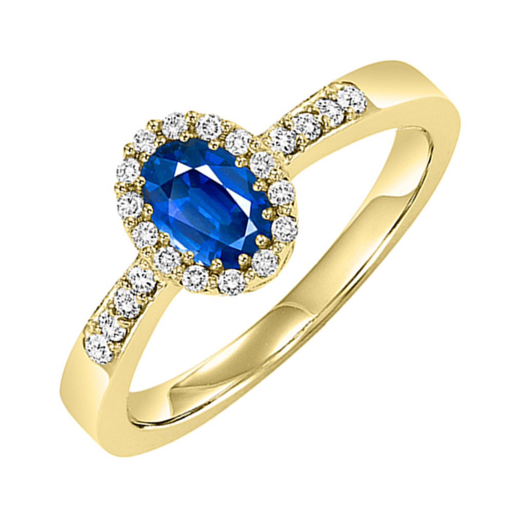 14Kt Yellow Gold Diamond 1/8Ctw & Sapphire 1/2Ctw Ring