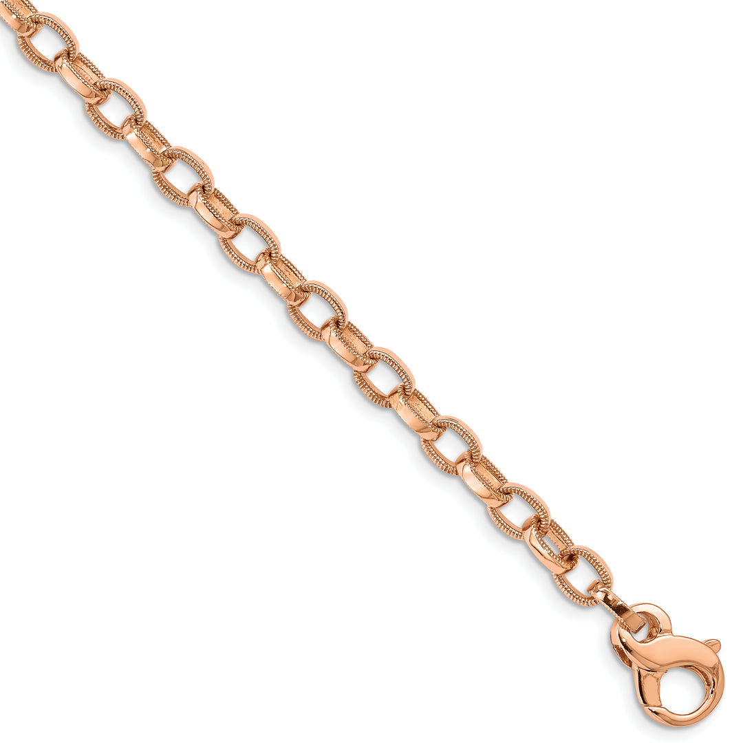 14k Rose Gold 5.0mm Hand Polished Fancy Link Necklace