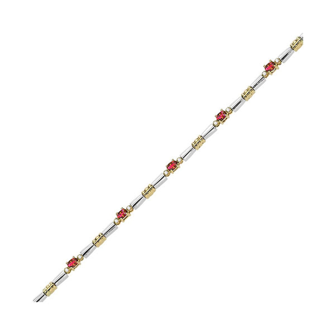 14Kt White Yellow Gold Diamond 1/5Ctw & Ruby 2Ctw Bracelet