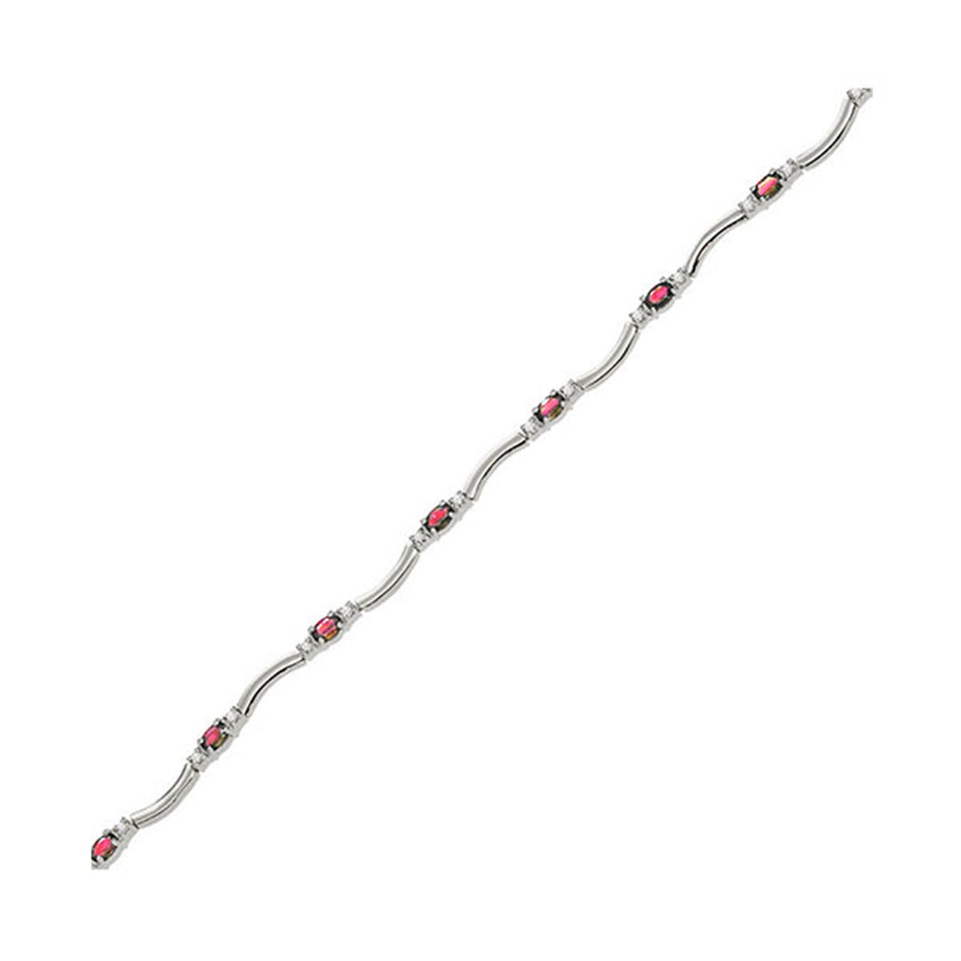 14Kt White Gold Diamond 1/3Ctw & Ruby 2 5/8Ctw Bracelet