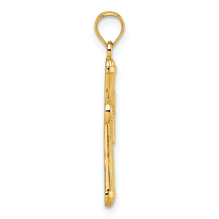 14k Polished and D/C Grooved Cross Pendant