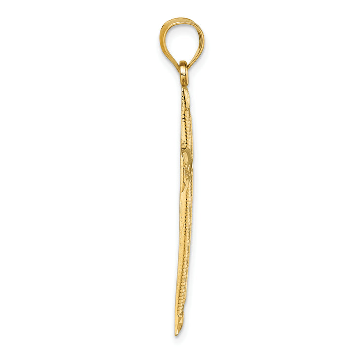 14K Polished Diamond-cut Textured Fancy Cross Pendant