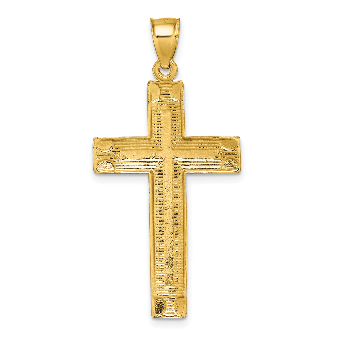 14K Polished Diamond-cut Textured Fancy Cross Pendant