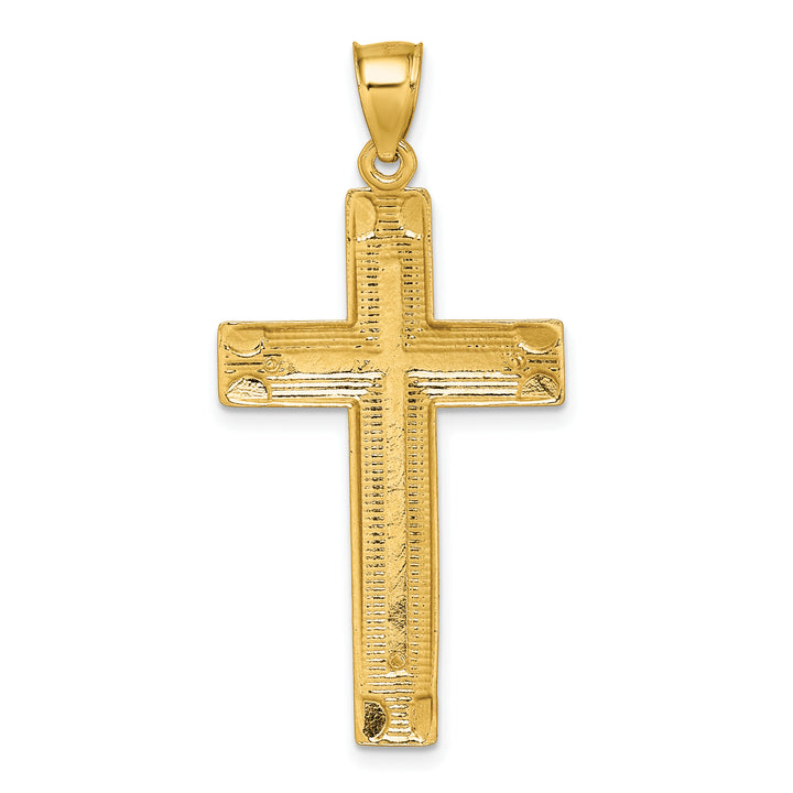 14K Polished Diamond-cut Textured Fancy Cross Pendant