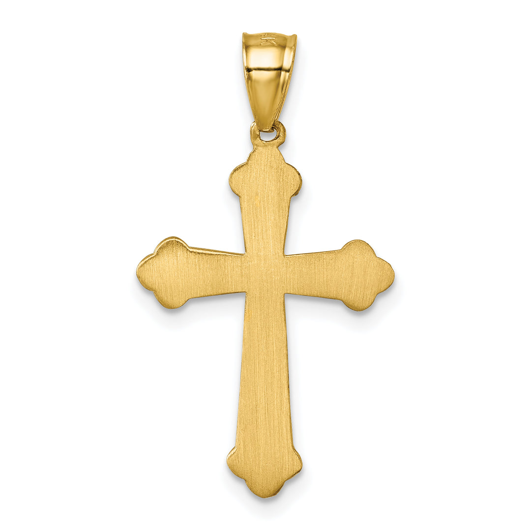 14k Polished Diamond-cut Textured Fancy Cross Pendant