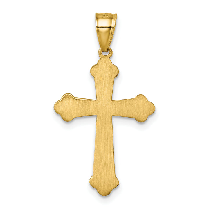 14k Polished Diamond-cut Textured Fancy Cross Pendant
