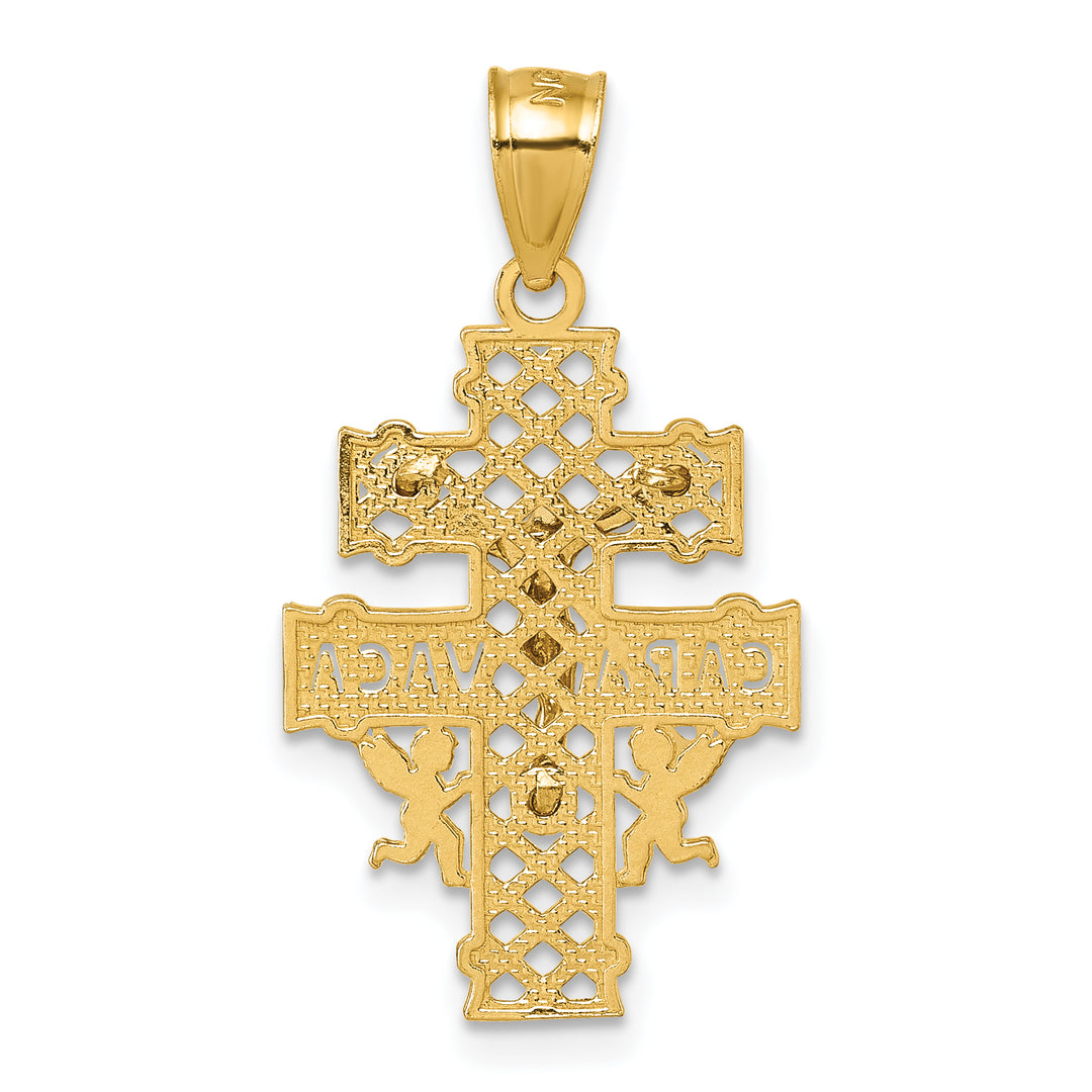 14k Polished Diamond-cut Cara Vaca Crucifix Pendant