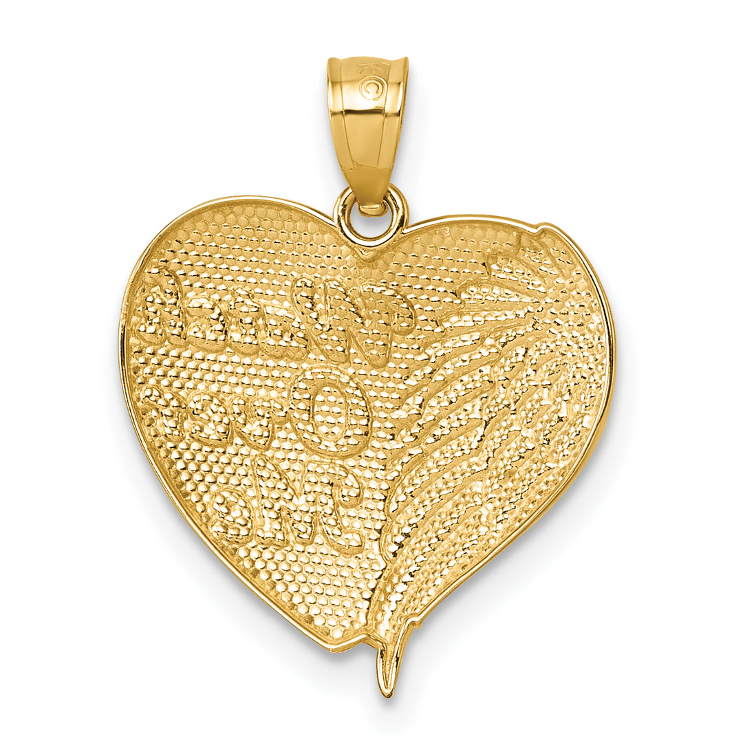 14k w/RH Polished / Dia-cut Heart With Wing   Watch Over Me   Pendant
