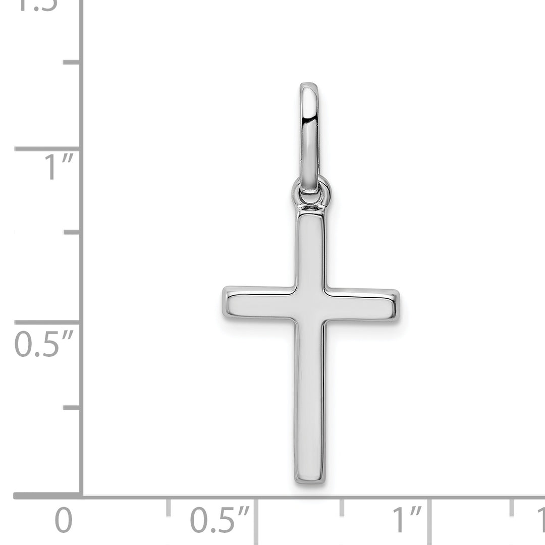 14k White Gold Hollow Cross Pendant