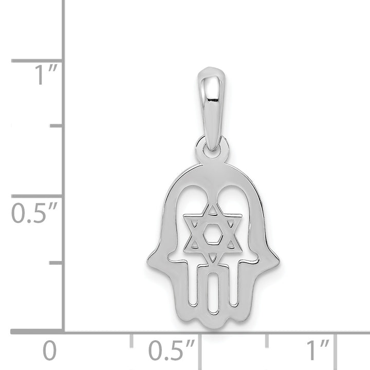 14k White Gold Star of David Chamseh Pendant