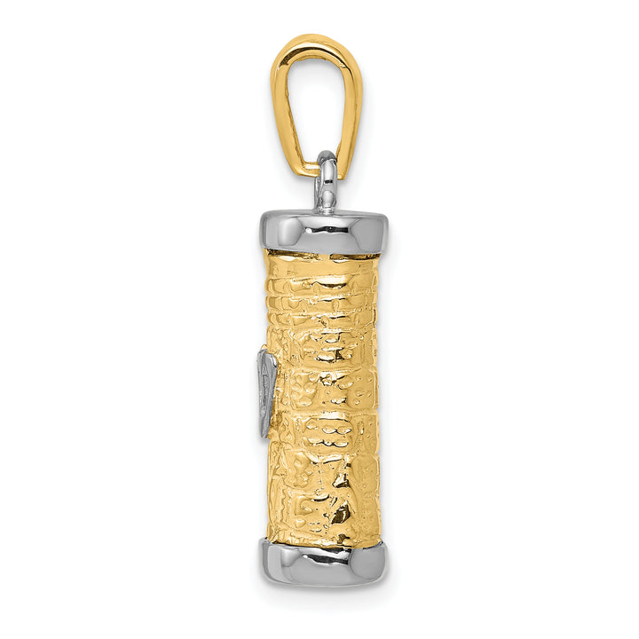 14K Two-Tone 3D Mezuzah Pendant