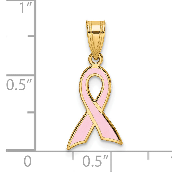 14k Small Enameled Awareness Ribbon Pendant