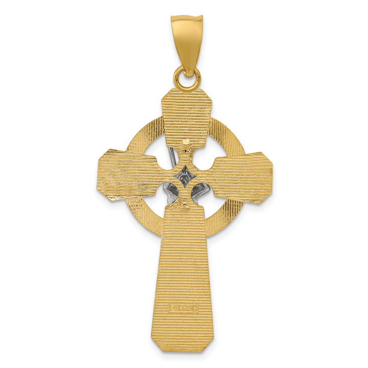 14k Two-tone and Rhodium St. Patrick Celtic Cross Pendant