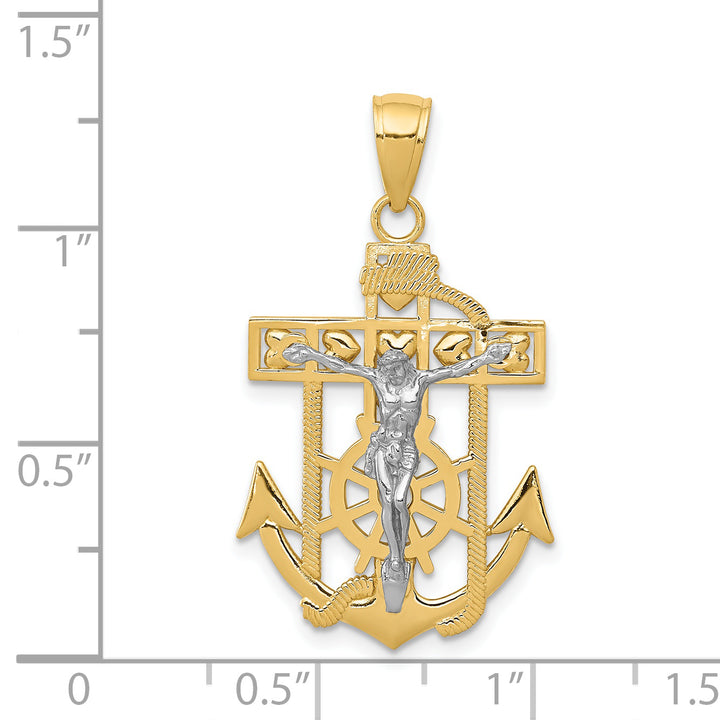 14k Two-tone Mariners Crucifix Pendant