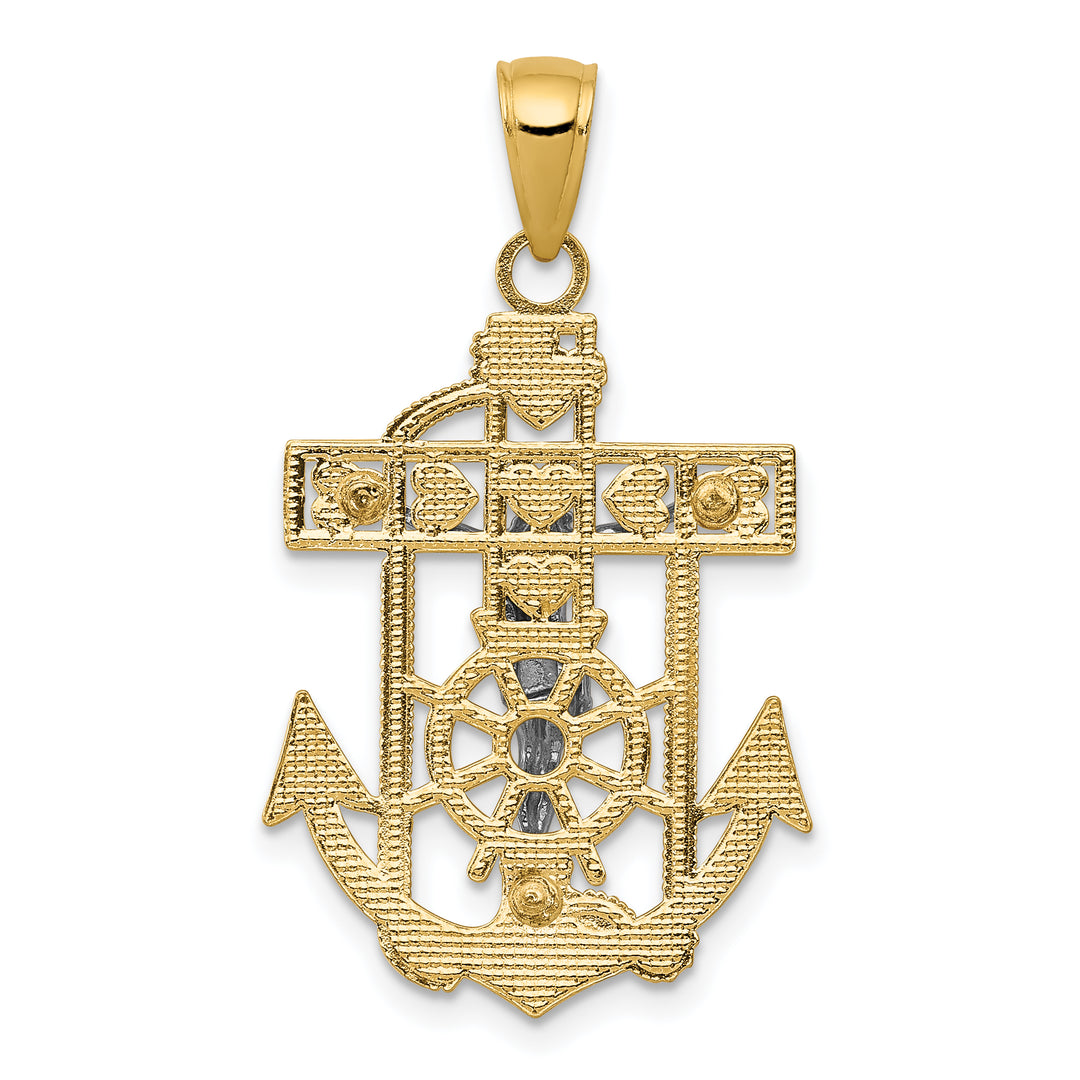 14k Two-tone Mariners Crucifix Pendant