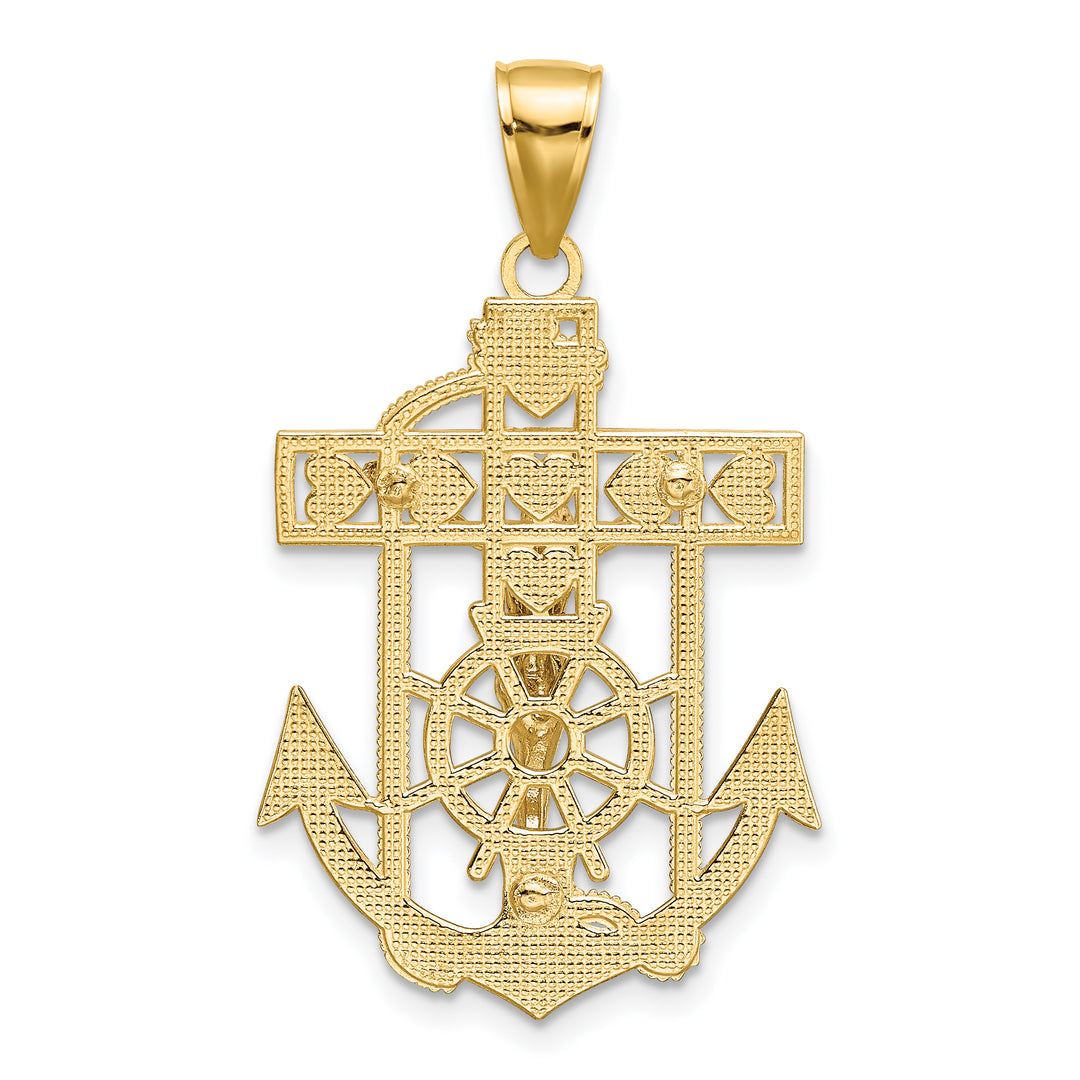 14k Two-tone Mariners Crucifix Pendant